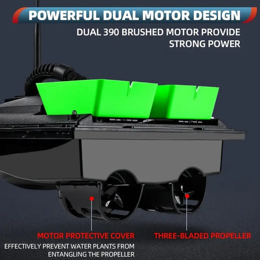 Remote Control Fishing Bait Boat Double Compartment